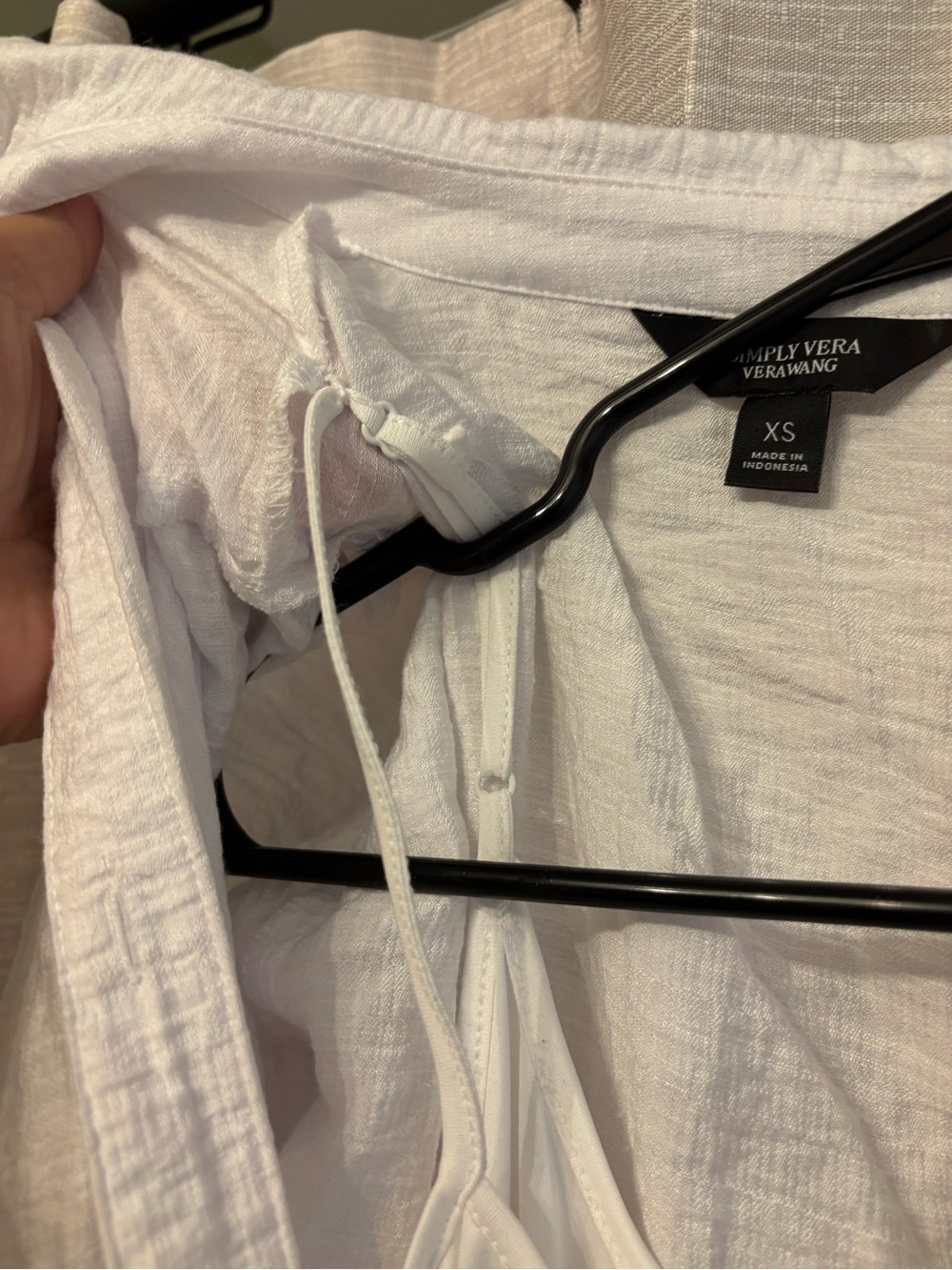 Simply Vera Vera Wang White Tie-Waist Mini Shirt Dress - Picture 4 of 6